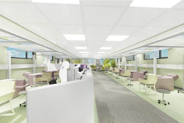 How some of the treatment bays might look in the new Oncology and Haematology Unit.