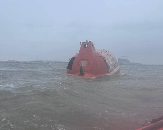 The ship's lifeboat was drifting into the Heysham channel with possible people on board.