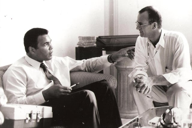 John Bantham from St Annes chats to Muhammed Ali in Cannes