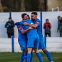 David Norris is congratulated after scoring against Whitby Town
