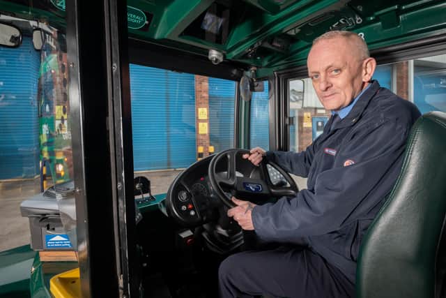 Morecambe  Stagecoach driver Andrew Forshaw behind the wheel.
