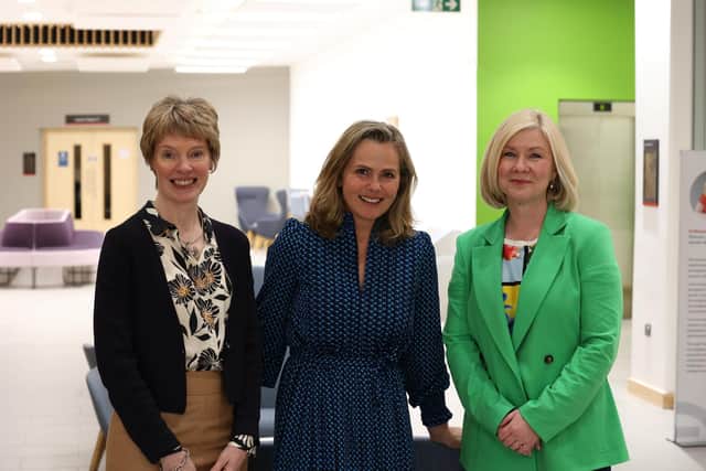 Prof Claire Leitch, Executive Dean of Lancaster University Management School, Liz Earle MBE, and Sue Haslem, NatWest Relationship Director for Lancashire.