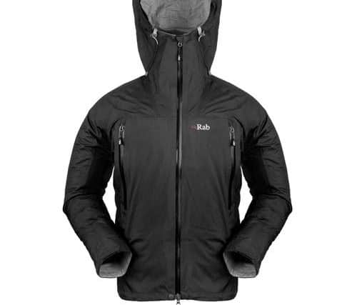 He was wearing a black Rab waterproof jacket