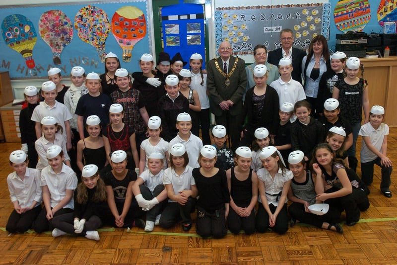 Pupils from Sandylands Primary School who performed some hip hop street dancing for the Mayor of Lancaster, Coun Roger Sherlock and Mayoress Ethel Sherlock.