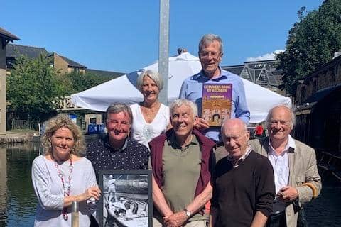 The Waterwitch manager Rachel Wright (left) with John Siddle, Ruth Colling, Philip Gregory, David Whitaker, Stephen Colling (the five punters) and John Woods (supporter).