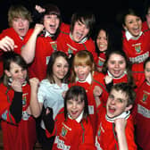Morecambe High School pupils rehearse themselves into a frenzy in advance of their production 'Morecambe Goes To Wembley', at The Grand Theatre.
