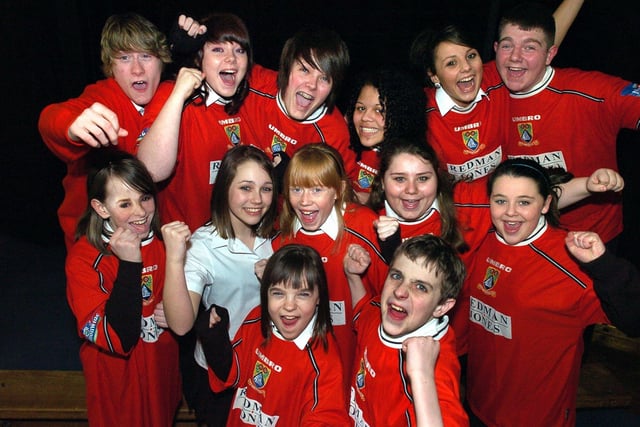 Morecambe High School pupils rehearse themselves into a frenzy in advance of their production 'Morecambe Goes To Wembley', at The Grand Theatre.