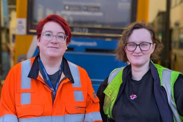 Stagecoach colleagues Rachel Smalley and Hayley Jackson at Morecambe depot.