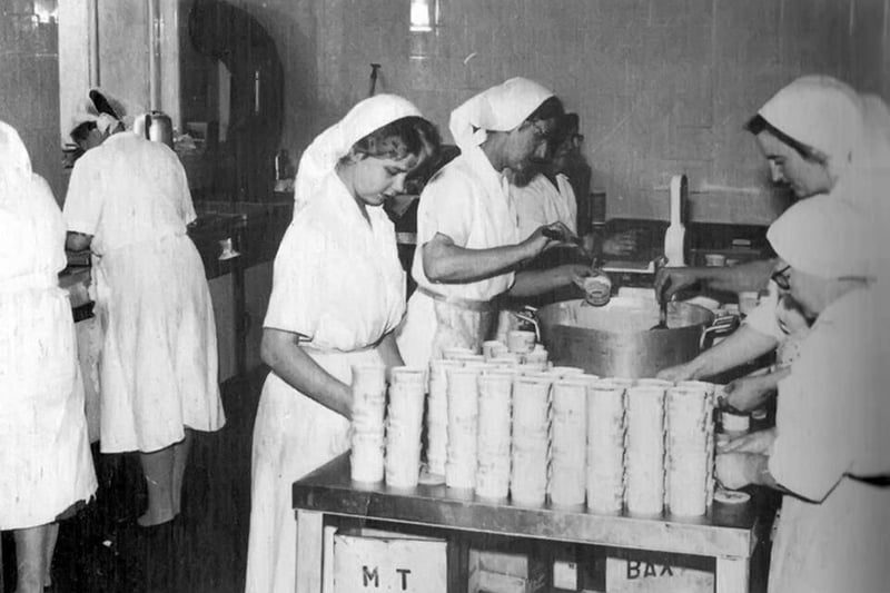 Let’s talk about the bay's famous potted shrimps. They're so good that Baxters were granted a Royal Warrant for them, based on a totally unique recipe handed down through the Baxter family for seven generations. Our picture shows Baxters shrimps being potted in Morecambe (year unknown).