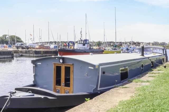 The Thomas O'Rourke is moored at Glasson Dock Marina, near Lancaster.