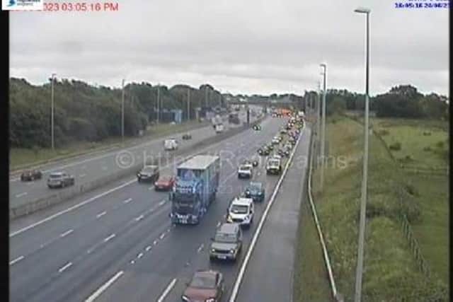 The M6 is currently blocked northbound between junctions 32 and 33. Photo: motorwaycameras.co.uk
