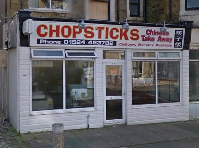 Chopsticks on Westminster Road, Morecambe, has a current 5 star rating.
