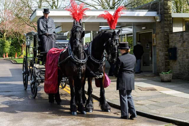D-Day veteran Jack Bracewell's coffin arrived by horse drawn carriage. Photo: Kelvin Stuttard