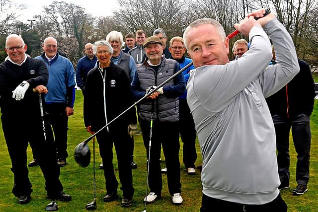 Mike Carney, Morecambe Golf Club's new captain, drives-in on Saturday. Picture by Tony North