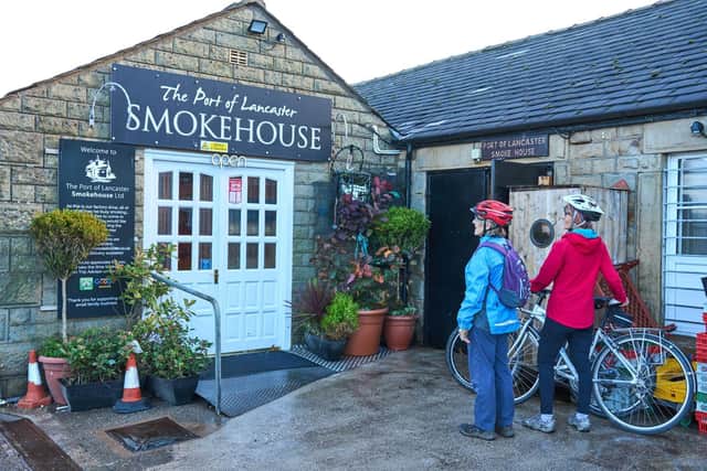 Cyclists arriving at the The Port of Lancaster Smokehouse at Glasson. Picture: Wildey Media