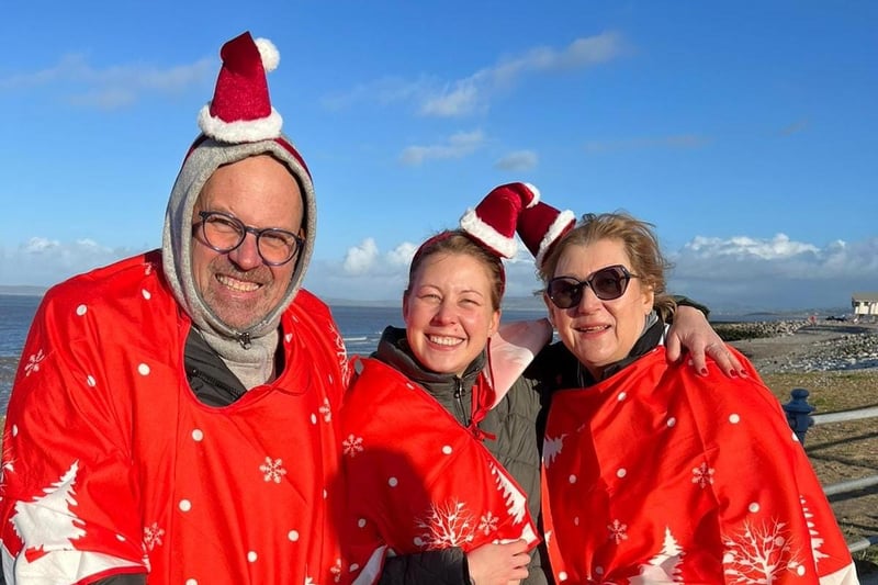 Dressed up all Christmassy for the New Year's Day Dip for the hospice.