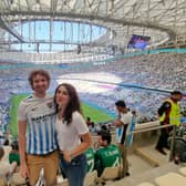 Colin Shapley with his fiancée Londa Managadze at the World Cup match bewteen Argentina and Saudi Arabia.