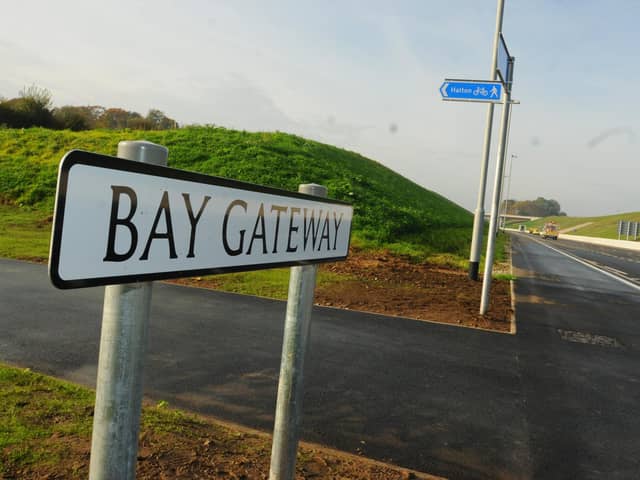General view of Bay Gateway sign.