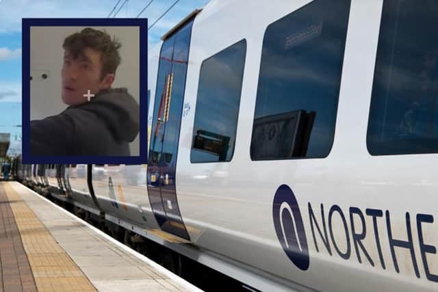Joseph Bramley (inset) has been banned from all Northern train services for 18 months after a two year campaign of abuse.