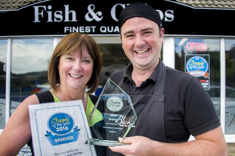 Kay Murray and Matthew Black from Blacks Fish and Chips in Halton, winners of the Lancaster Guardian Chippy of the Year.