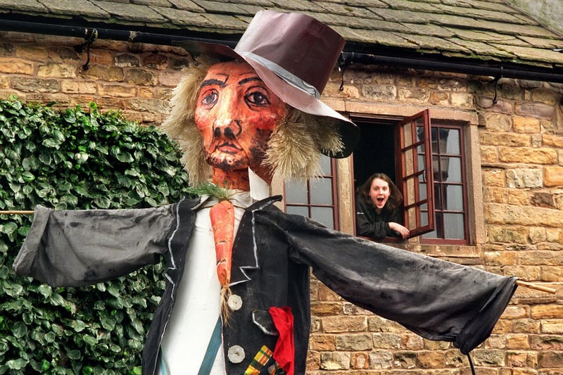 Stacey Bowman looks out from her bedroom window in Wray in 1998 to find a giant scarecrow leaning against the house!