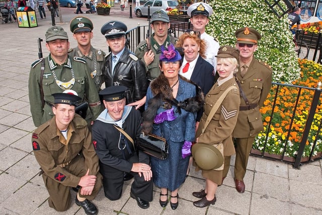 Participants from Lytham Green on a tour of Lytham pause for a photo during the Battle of Britain Weekend