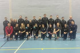 1. Lancaster and Heysham School Sports Network team members with students taking part in the the Young Leader’s Day held recently at the University of Cumbria's campus in Bowerham Road, Lancaster.