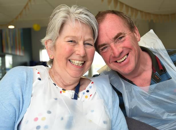 Virginia Lamb, pictured with husband James, celebrating the second birthday of the Sue Ryder Neurological Care Centre at Fulwood