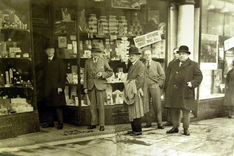 The opening of the original Morecambe Visitor shop in the 1930's with the orginal owner Mr Caunt (left) and his son James.