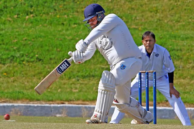 Jamie Heywood hits out during Lancaster's successful run chase Picture: Tony North
