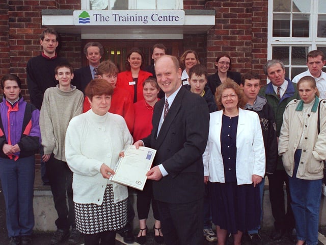 Pricipal of Lancaster and Morecambe College, David Roddam, presents students with NVQ certificates in administration, retail, communication skills and numeracy skills, at Morecambe Training Centre, Poulton Road, Morecambe.