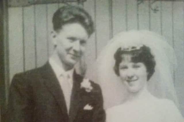 Robert and Glennis Skelly on their wedding day, 60 years ago.