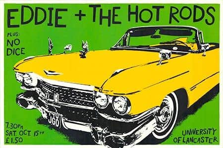 A poster for Eddie and the Hot Rods who played at Lancaster University.