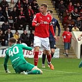 Kieran Phillips hit the woodwork late on in Morecambe's defeat Picture: Michael Williamson