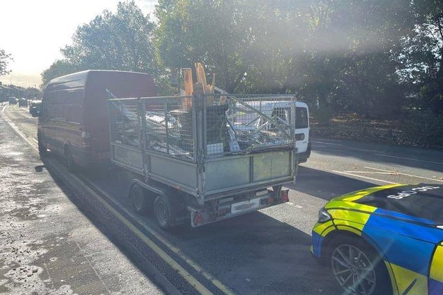 This van was stopped in London Road, Preston, because the numberplate on the trailer had been written on in pen.
It turns out that the the driver was stopped by Cheshire Police last week for the same matter.
The driver has been fined for a second time.