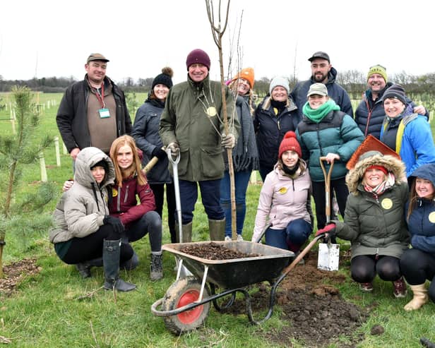 Edwin Booth and the Booths team planting the legacy wood at Myerscough College. Photo: Steve Pendrill Photography