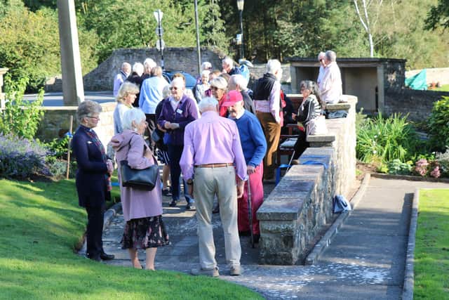 Villagers and guests at the opening of the restored Memorial Jubilee Garden in Halton.