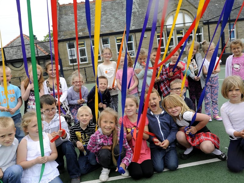 A display of maypole dancing at a West End School summer fair.