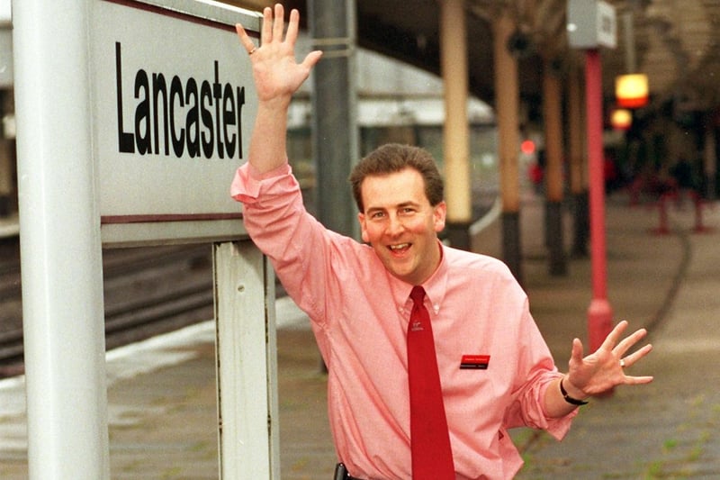 Team leader for Virgin Trains at Lancaster Train Station, Stephen Parkinson, celebrates winning an award.
