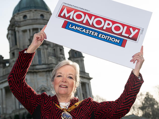 The Mayor of Lancaster Coun Joyce Pritchard at the launch event of Lancaster's version of Monopoly.
