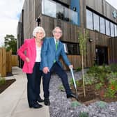 Donors Barbara and Nick Scholes plant a tree at the official opening of the new Forget Me Not Centre at St John's Hospice, Lancaster. Photo: Kelvin Stuttard