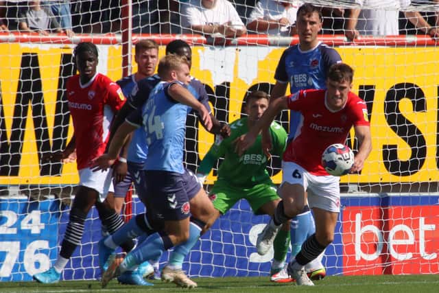 Morecambe drew with Fleetwood Town when the two teams met at the Mazuma Stadium in mid-August Picture: Ian Lyon