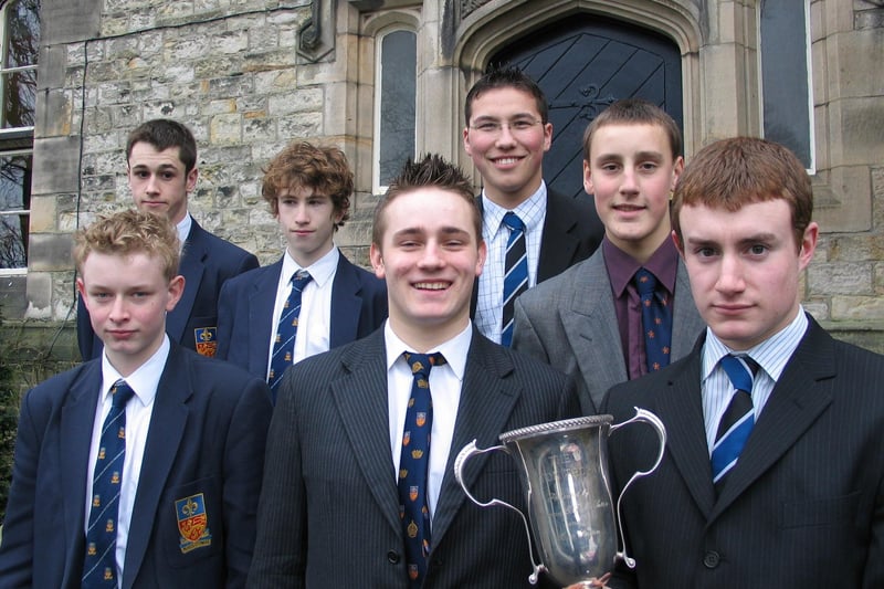 Lancaster Royal Grammar School pupils celebrate their Sutton Swimming Trophy win.