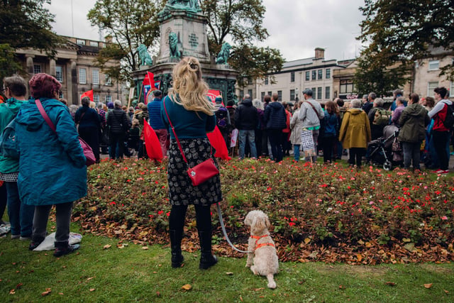 Hundreds of people - and their pets - joined in the rally.