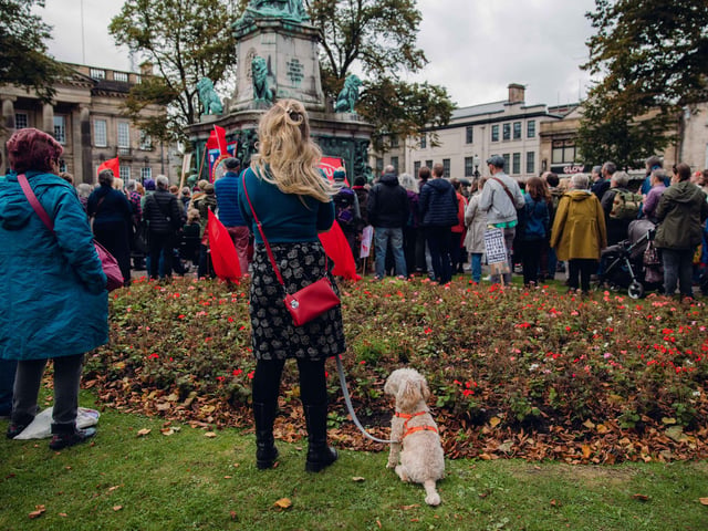 Hundreds of people - and their pets - joined in the rally.