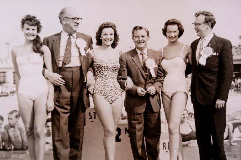 A heat of the Miss Great Britain contest at Morecambe with judges Morecambe and Wise.