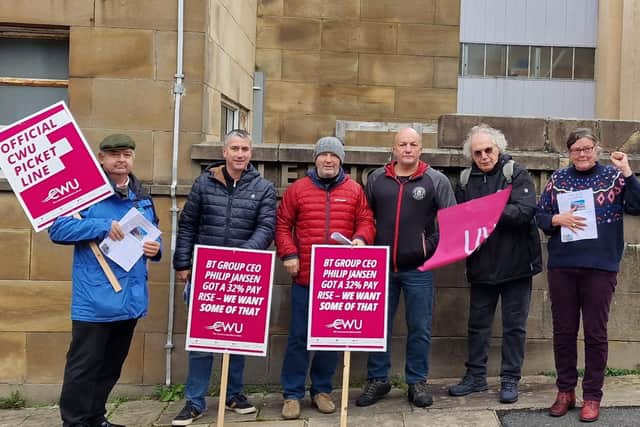 CWU strikers in Lancaster. Photo by Joshua Brandwood