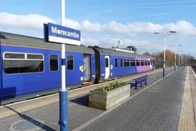 A diesel train waiting at Morecambe railway station. Photo by Lancaster Civic Vision
