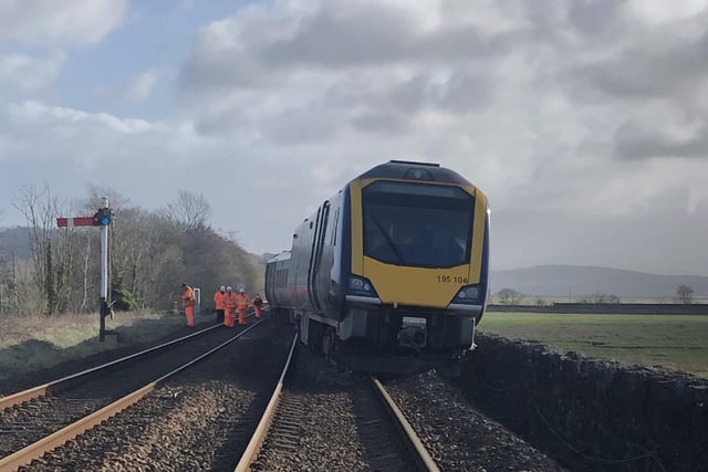 Network Rail engineers attending the site of the derailment.