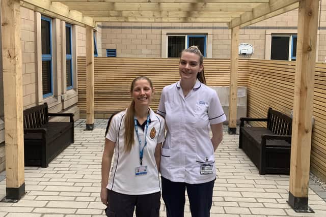 Tamsin Kind and Colette Squirrell from the Stroke Team in the RLI Huggett Suite.
